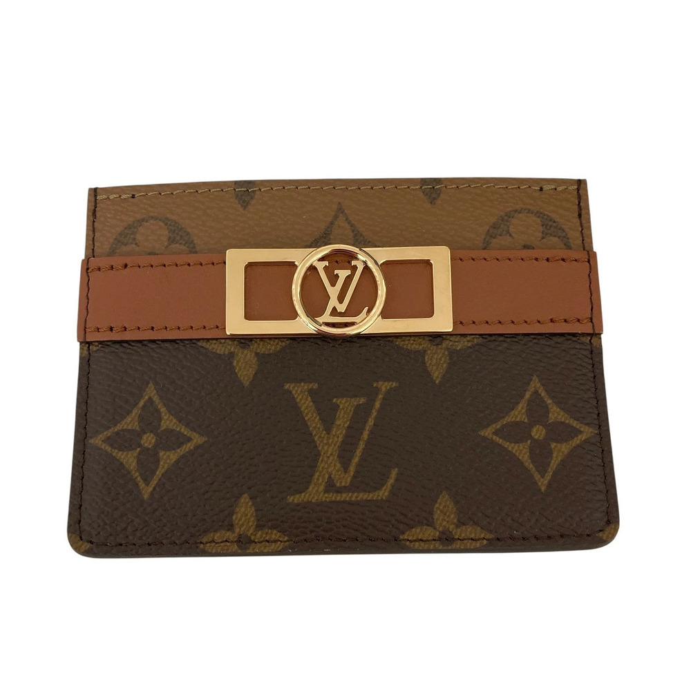 Louis Vuitton Porte Cartes Dauphine Card Case Wallet Vuitton Leather Beige Brown